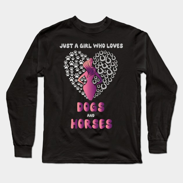 Just A Girl Who Really Loves Dogs And HorsesHorseshoe Paw funny Long Sleeve T-Shirt by MaryMary